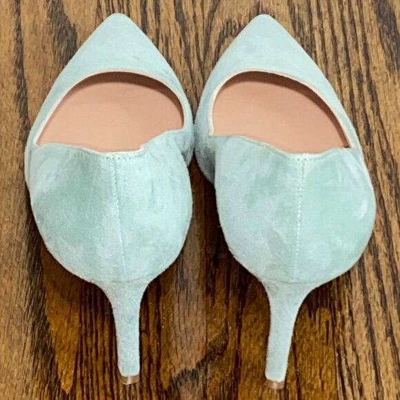 LA CANADIENNE Seafoam Suede Pointed Toe Stiletto Pumps EU 38.5 / US 7.5 - Picture 4 of 11